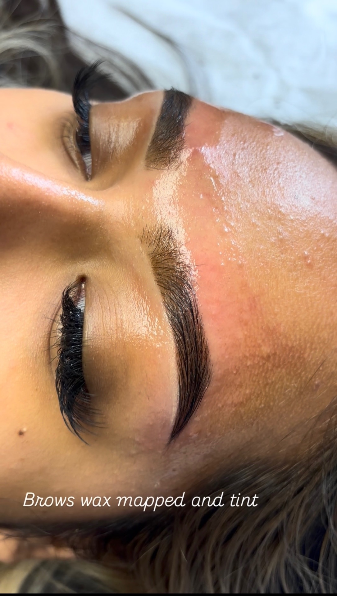 Brows waxed, mapped and tinted by an esthetician at The Beautology Shop in Houston, TX